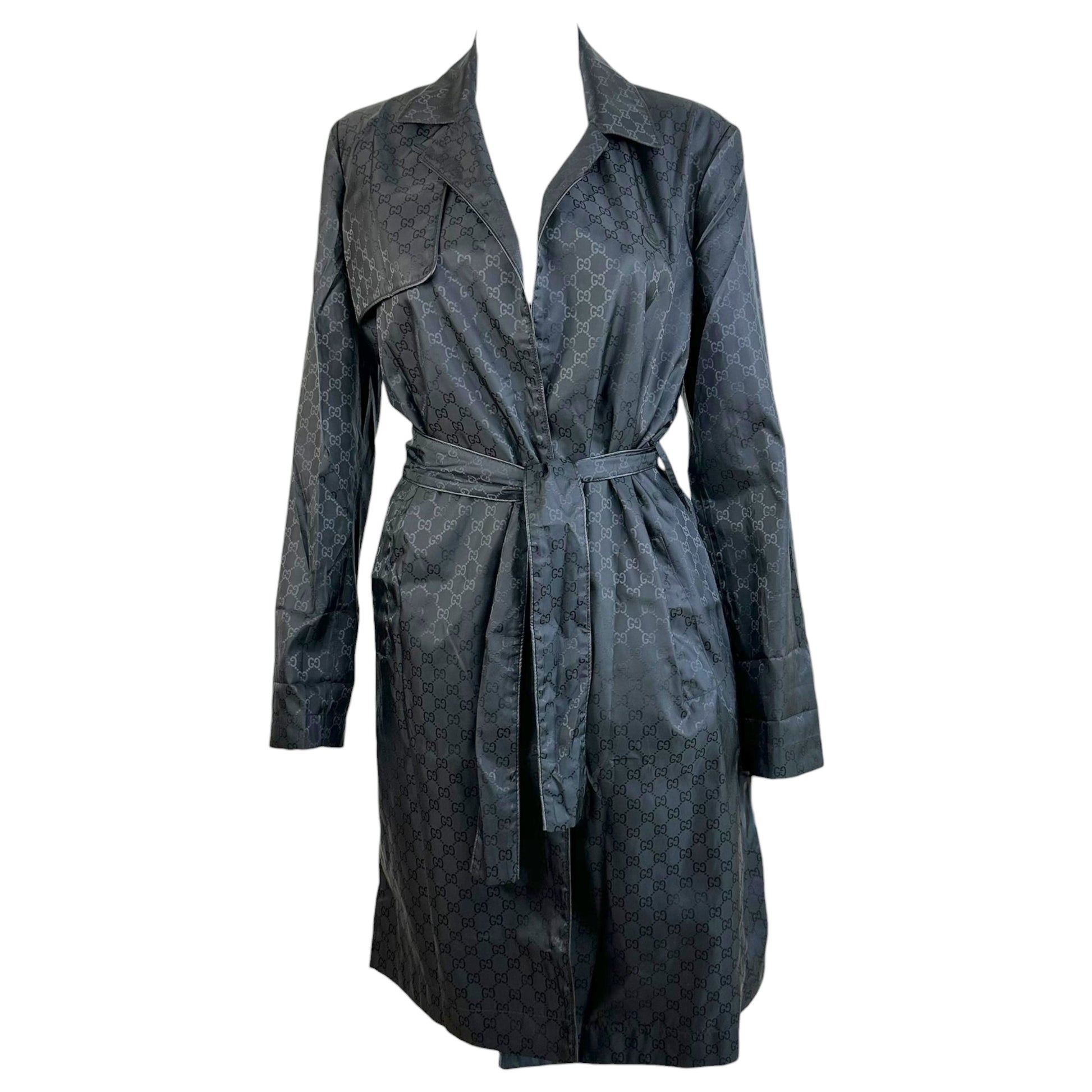 Gucci Trench Coat Black Logo Monogram Packable XS