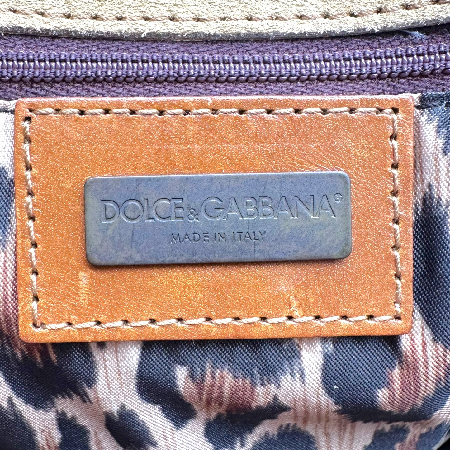 Dolce & Gabbana Beige Suede & Corduroy Butterfly Shoulder Bag