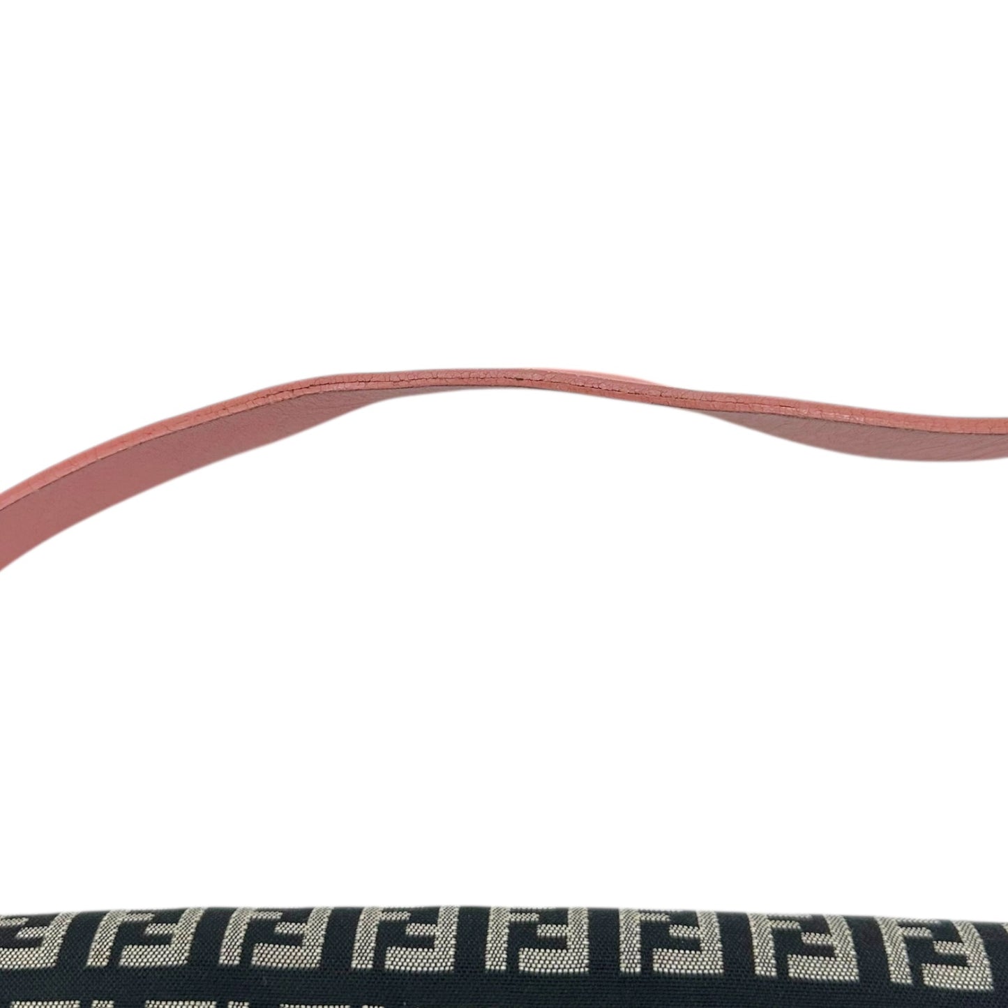 Fendi Black Zucchino & Pink Leather Baguette Bag