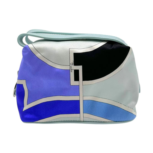 Emilio Pucci Blue & Black Printed Silk Mini Pochette Bag