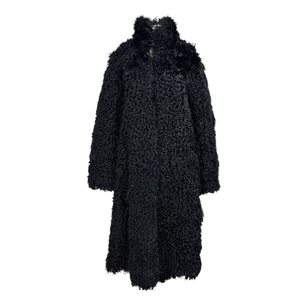 Mongolian Lamb Fur Reversible Mid-Length Coat Black