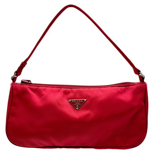 Prada Red Nylon Rectangle Mini Pochette Bag