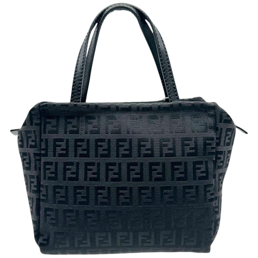 Fendi Black Zucchino Monogram Top Handle Pochette Bag