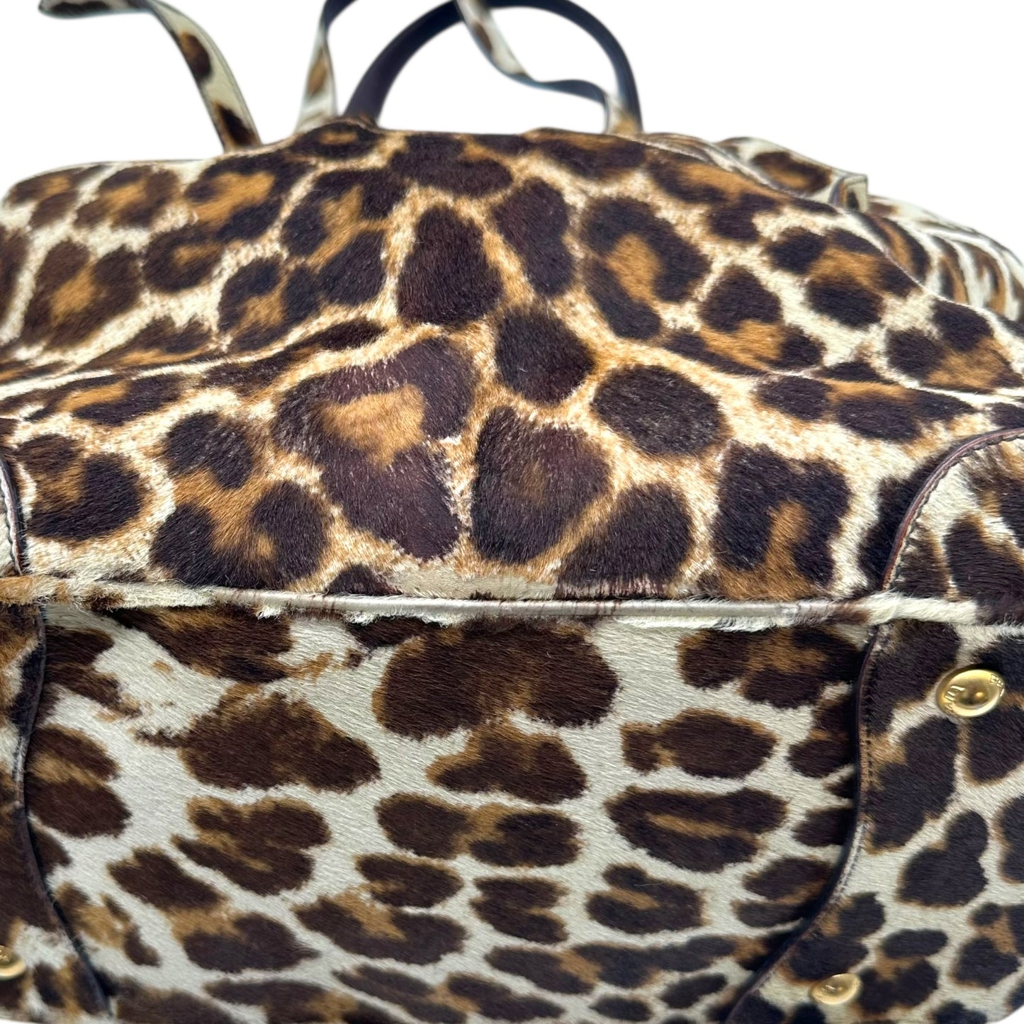 Prada Leopard Print Ponyhair Oversized Bowler Bag