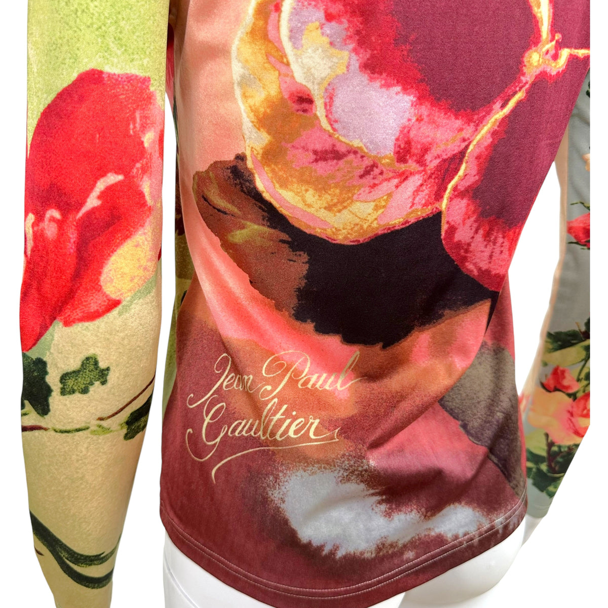 Jean Paul Gaultier S/S 2001 Multicolor Rose Print Logo Cardigan