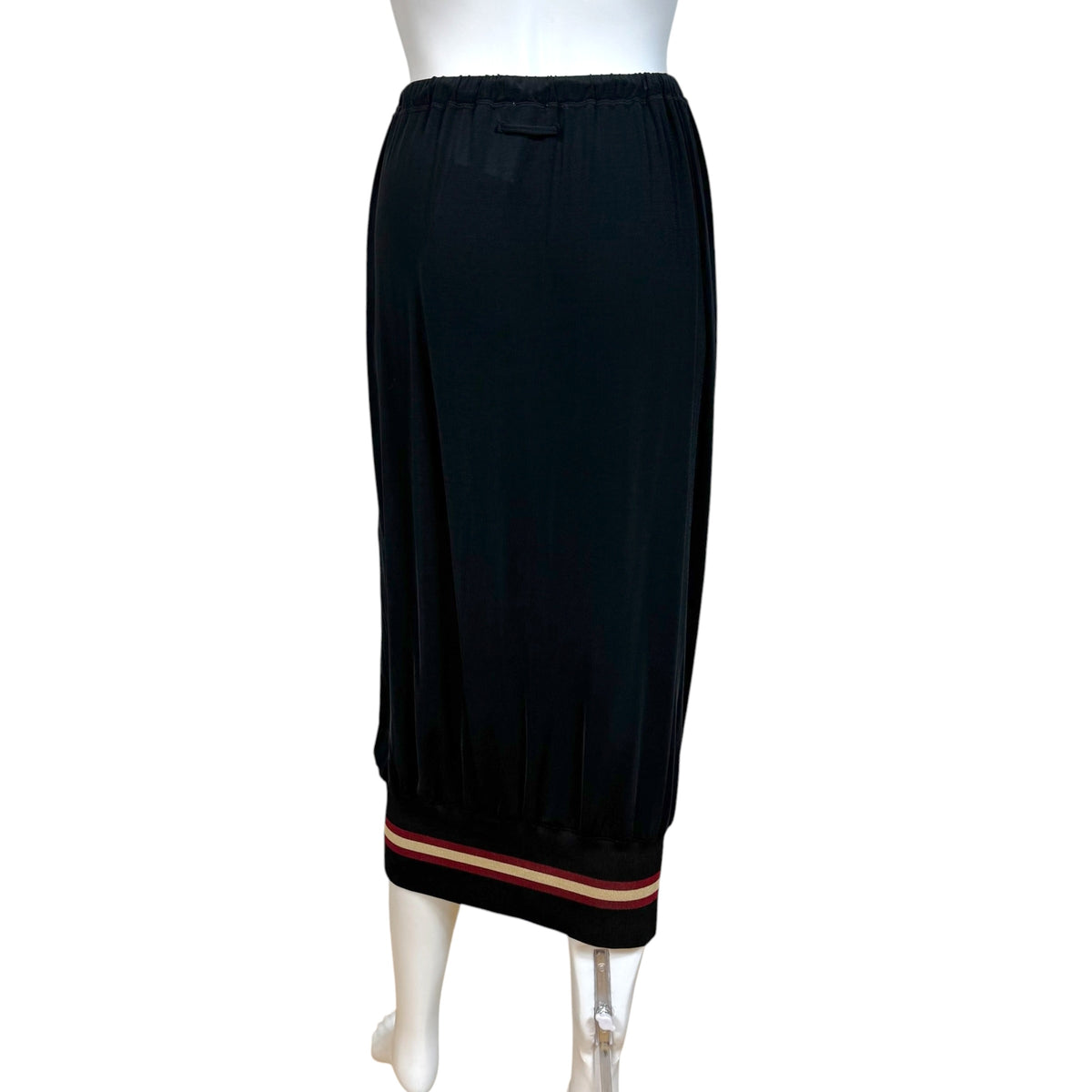Jean Paul Gaultier Black Striped Hem Zip-Up Midi Skirt