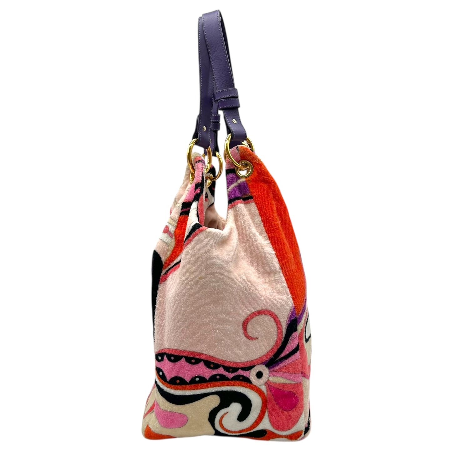 Emilio Pucci Pink & Purple Printed Terrycloth Hobo Bag