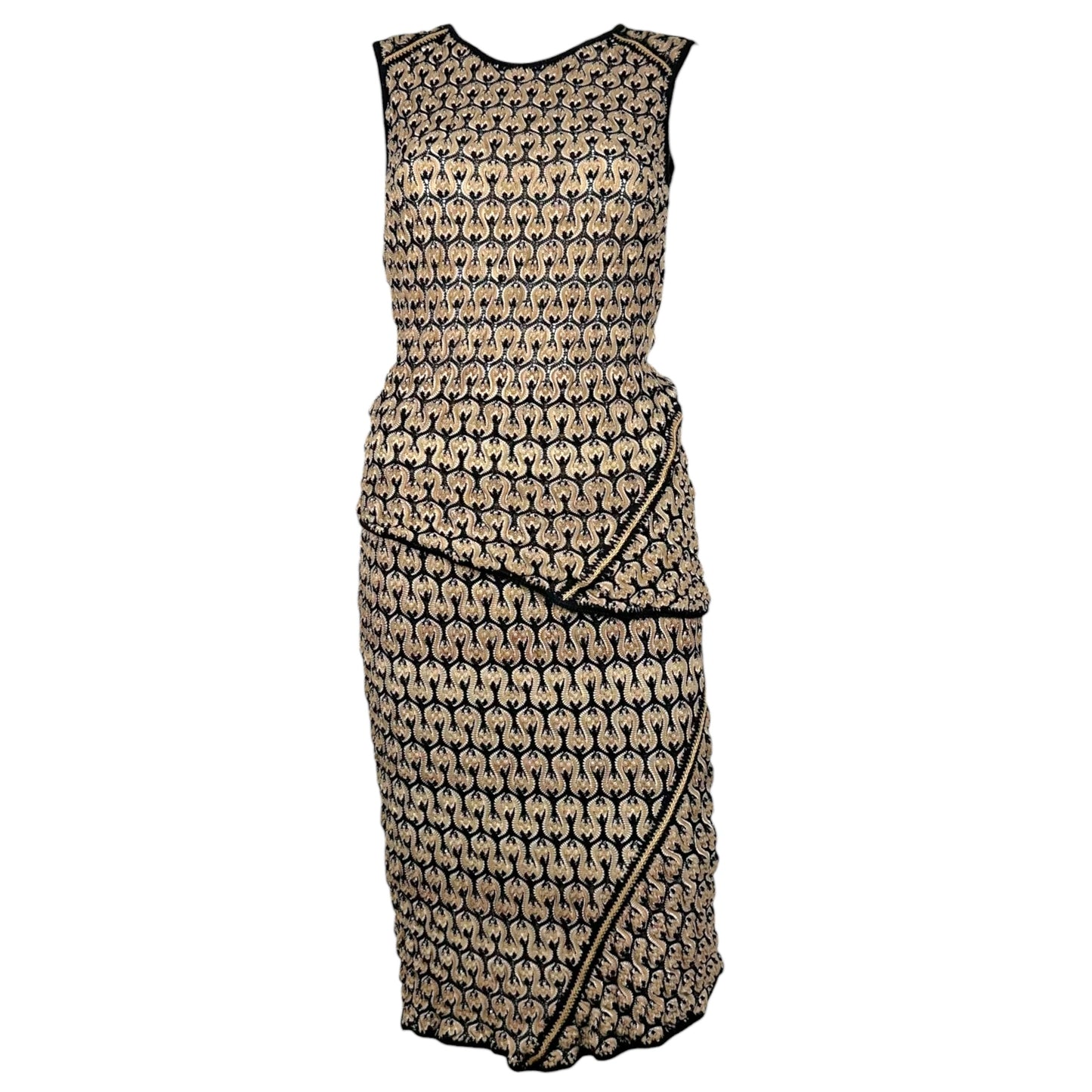 Missoni Black & Beige Knit Asymmetrical Top & Skirt Set