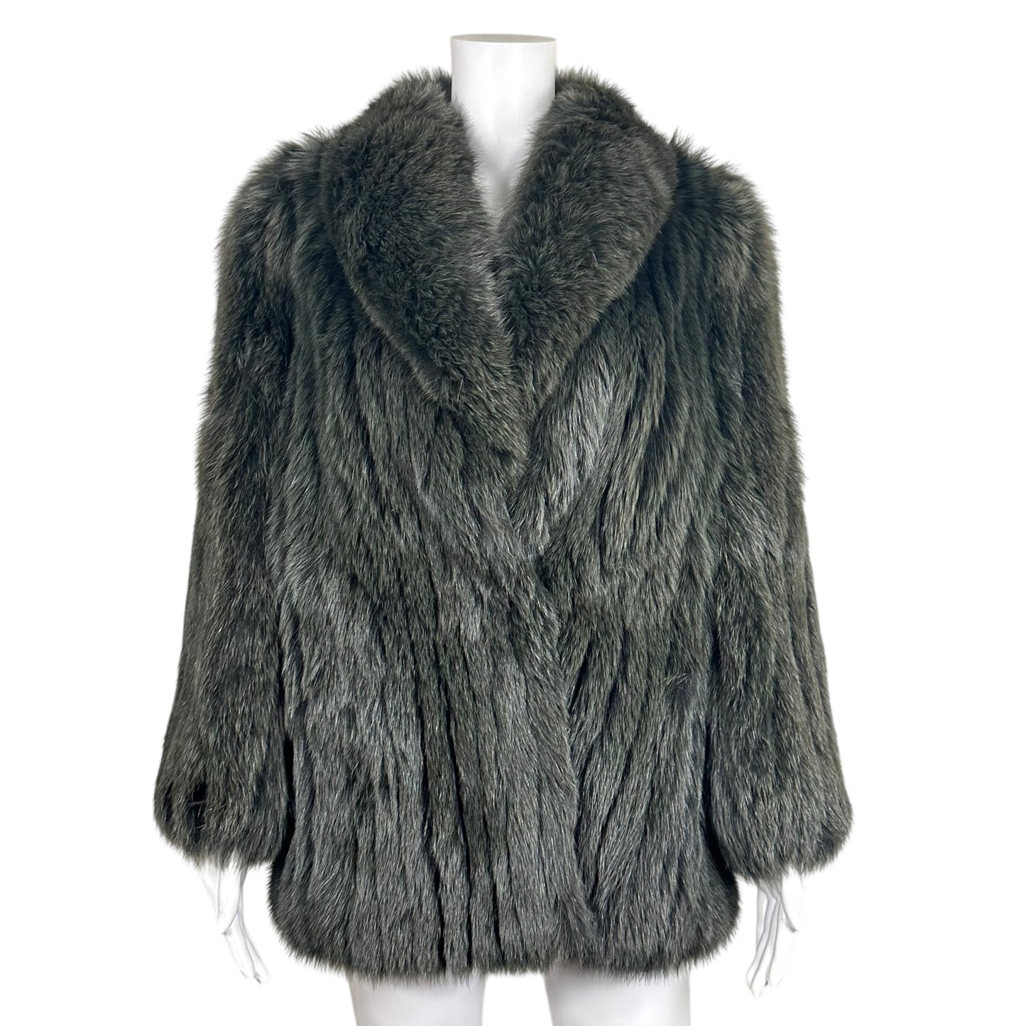 Vintage Emba Forest Green Striped Fox Fur Coat