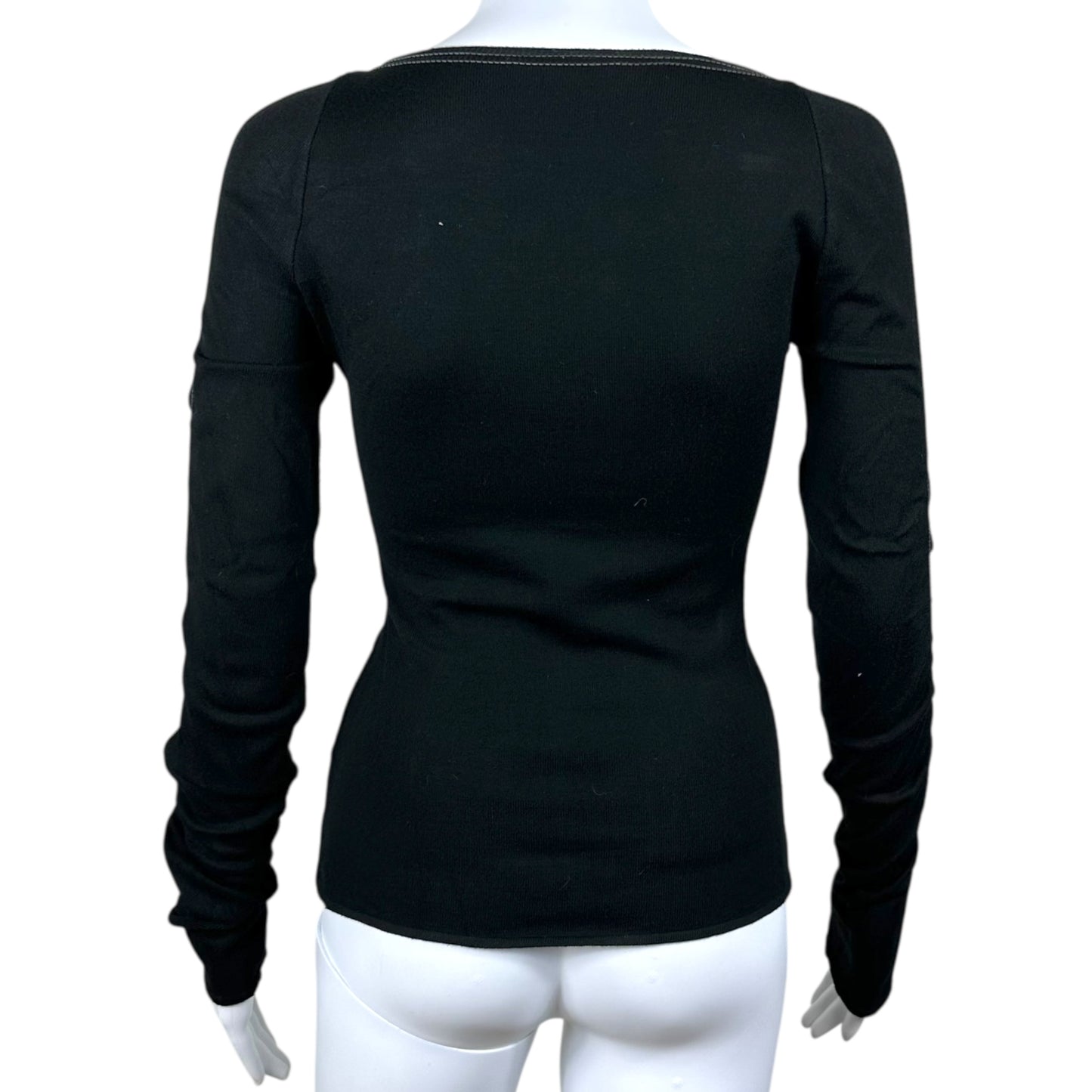 Roberto Cavalli F/W 2003 Black Leather Panel Knit Top