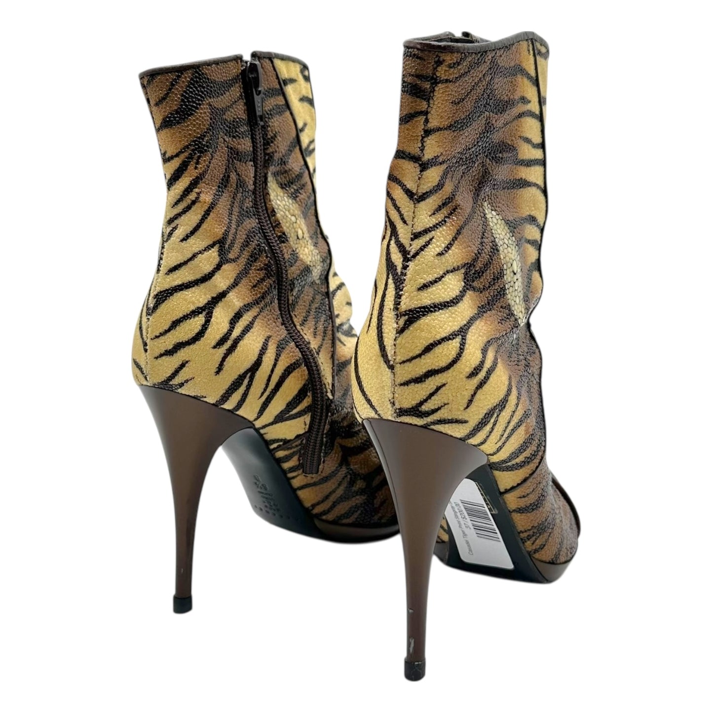Casadei Tiger Print Stingray Skin Heeled Boots