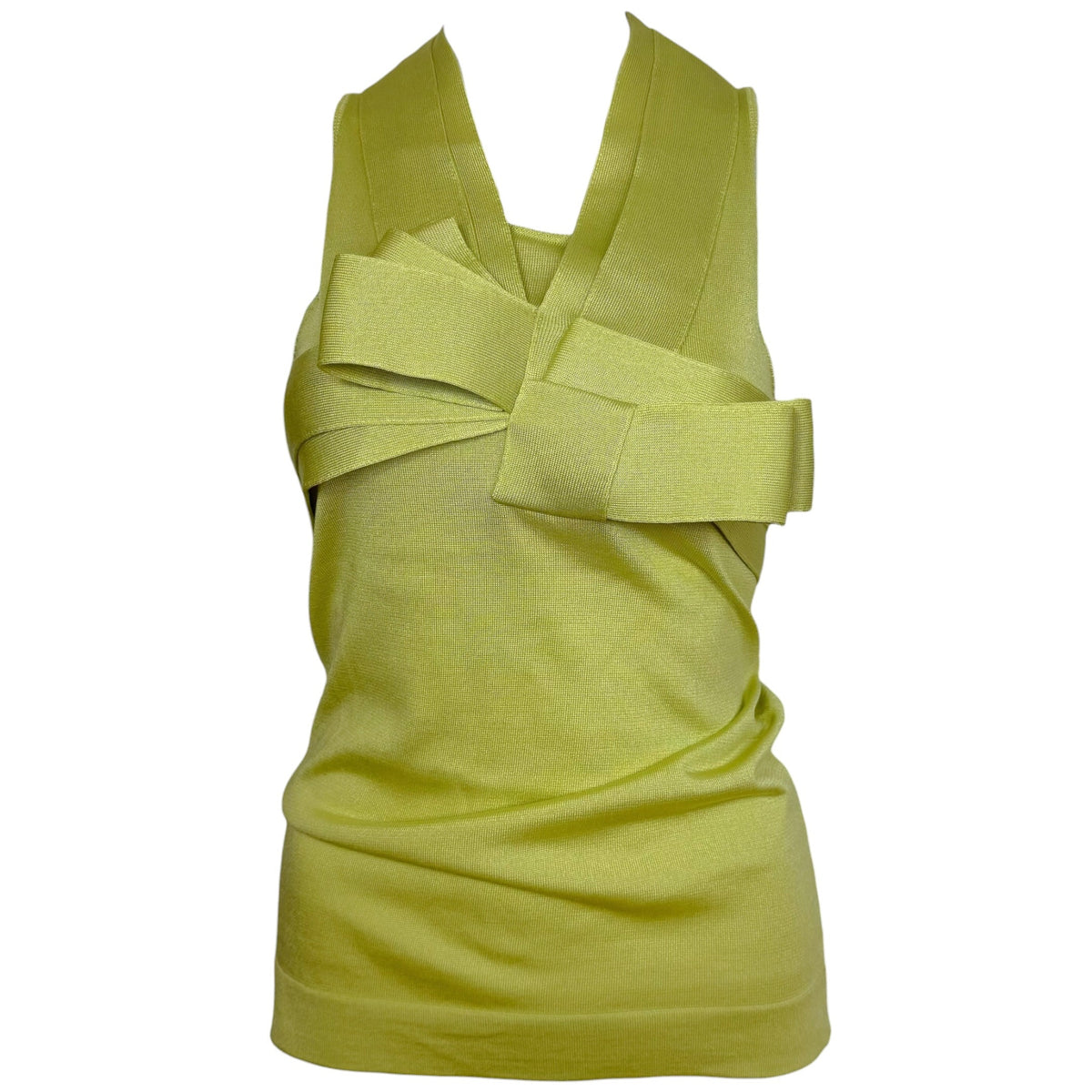 Celine Knit Bow Appliqué Tank Top Lime Green