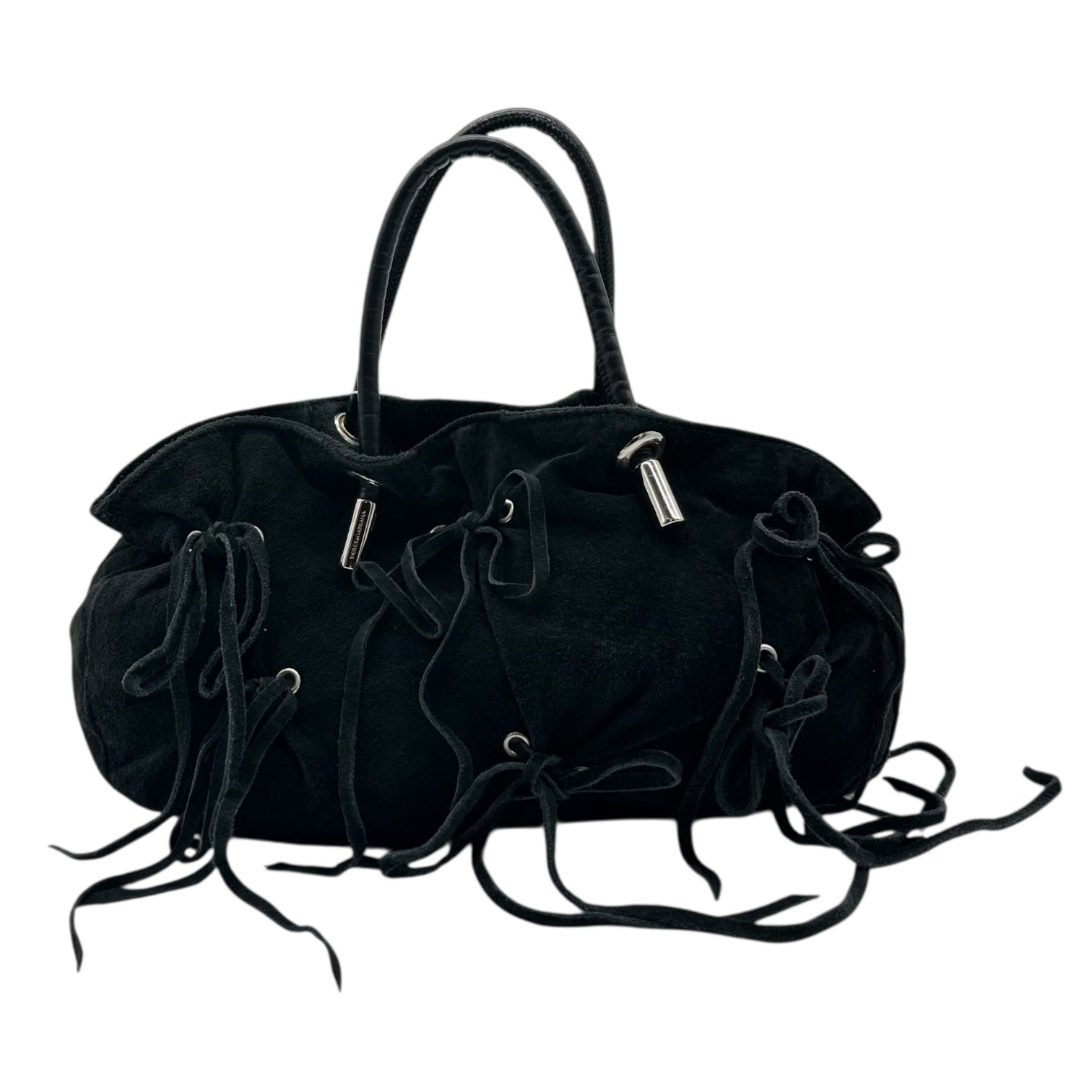 Dolce & Gabbana Black Suede Bow Embellished Mini Bag - Outfit Repeater