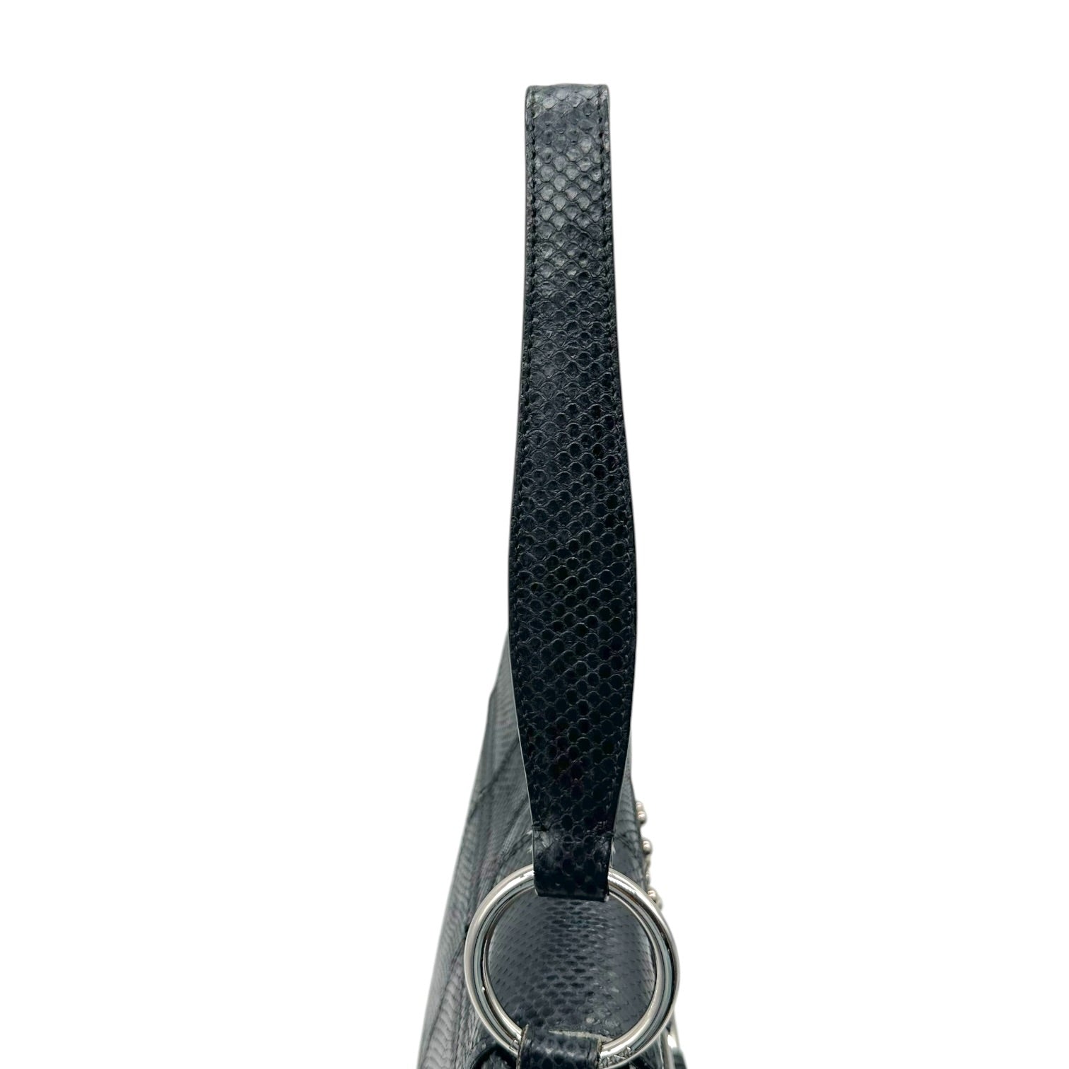 Dolce & Gabbana Black Snakeskin Studded Top Handle Bag