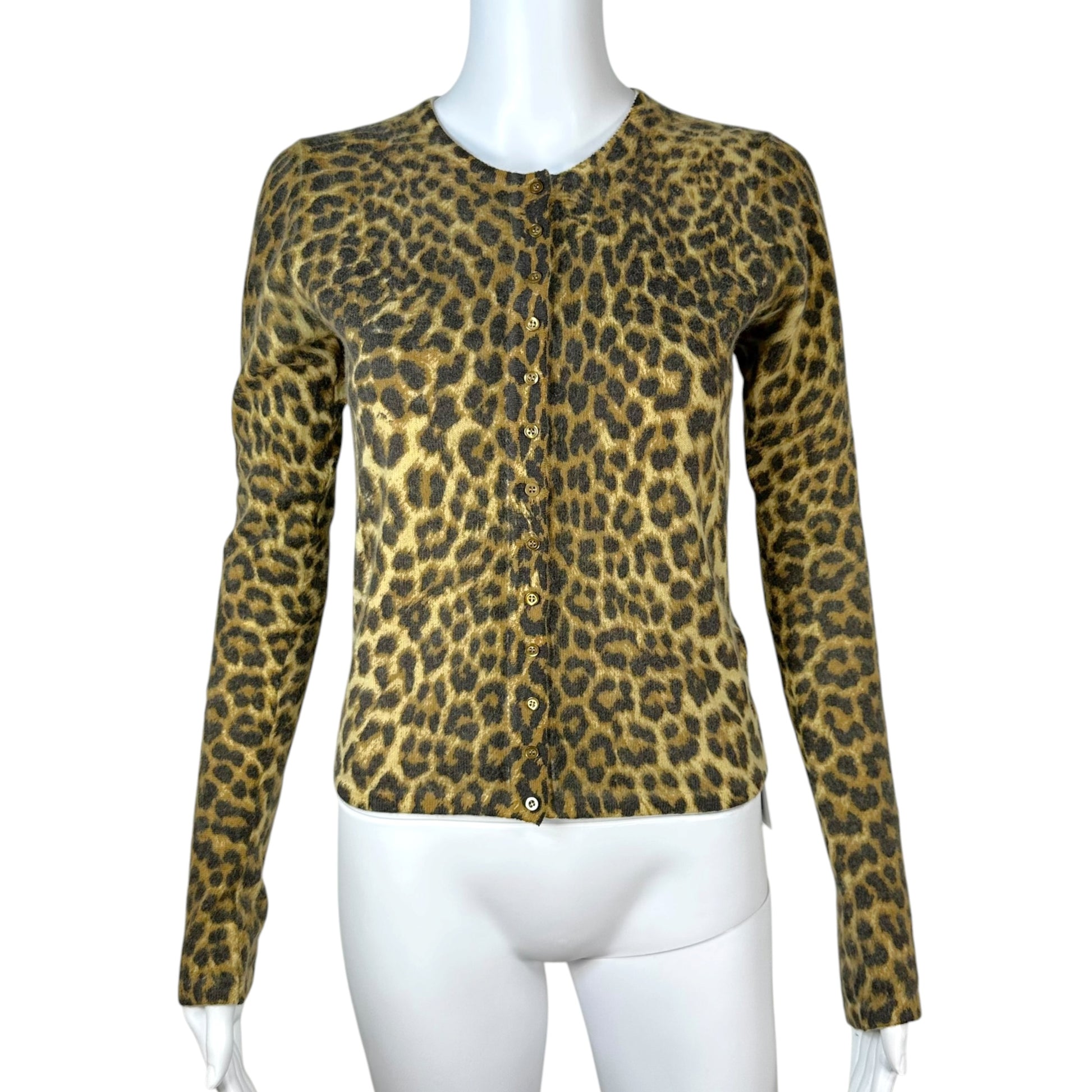 John Galliano Angora Leopard Print Knit Cardigan