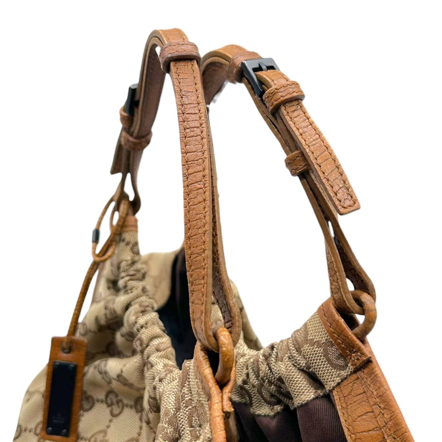 Gucci Tan Monogram Ruched Handbag