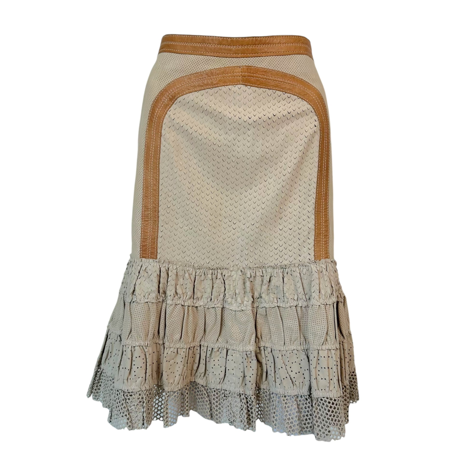 Just Cavalli Roberto Cavalli Laser-Cut Leather Midi Skirt NEW - Outfit Repeater