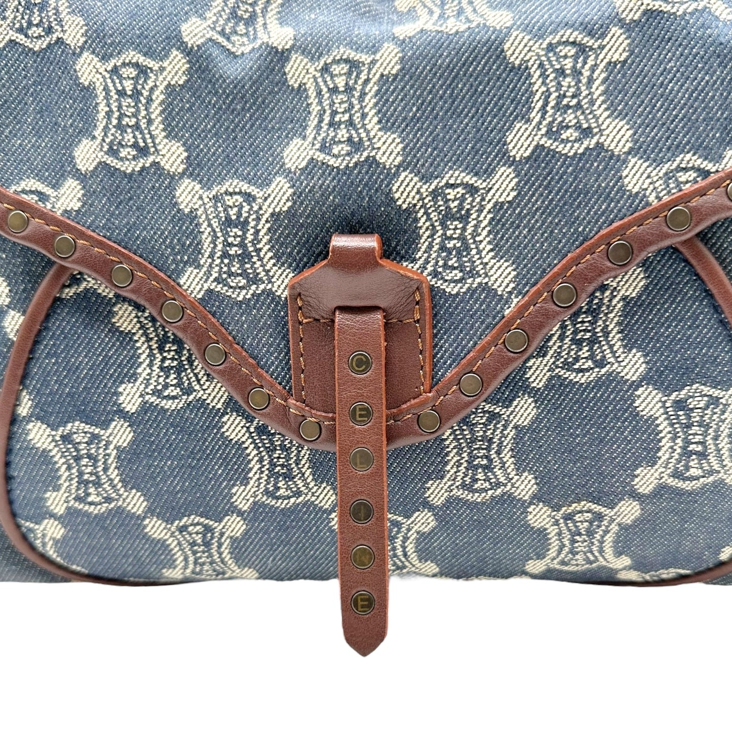 Celine Denim Triomphe Monoram Poulbot Shoulder Bag