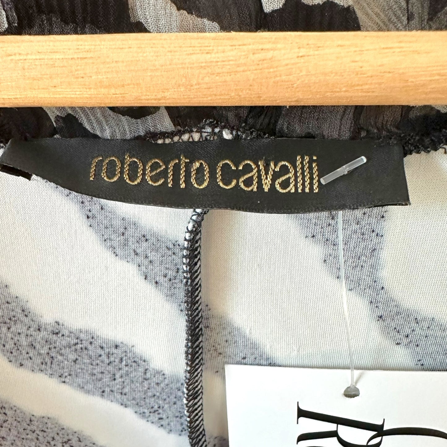 Roberto Cavalli 2007 Zebra Print Plunge Neckline Midi Dress