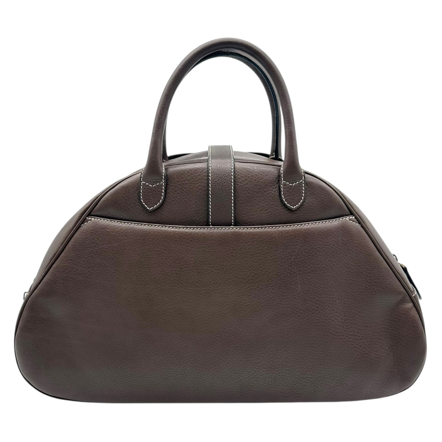 Christian Dior Brown Leather Large Double Saddle Bowler Bag