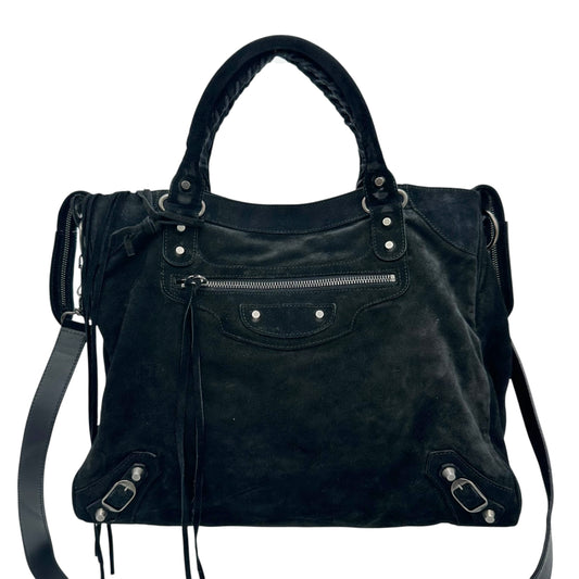 Balenciaga Black Suede Giant City Bag