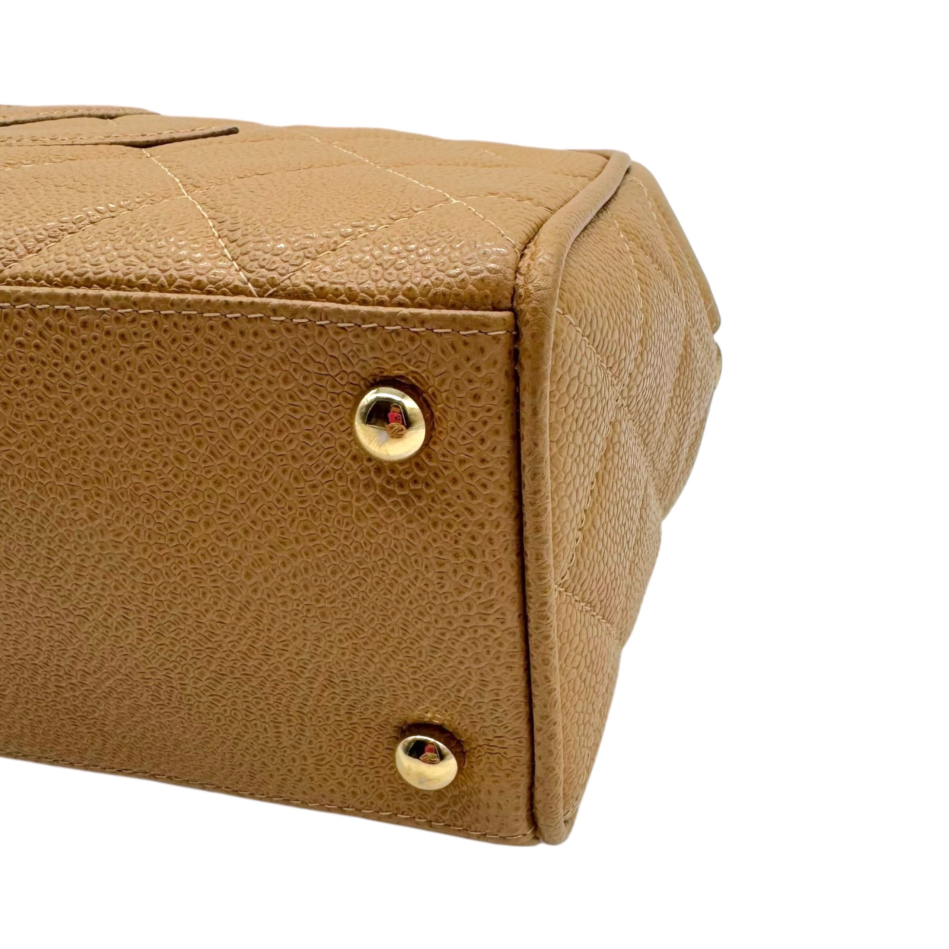 Chanel Matelasse Tan Caviar Leather CC Logo Mini Bowler Bag 2003-04 - Outfit Repeater