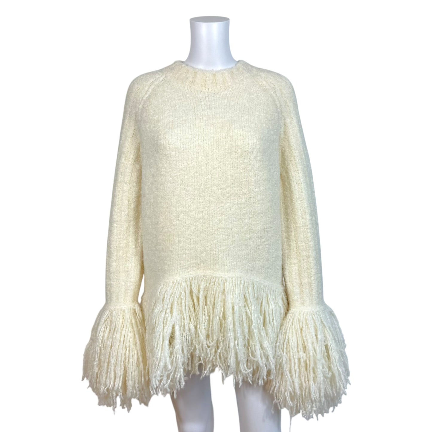 3.1 Phillip Lim Ivory Chunky Fringe Trim Sweater