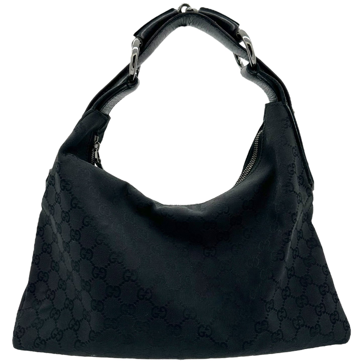 Gucci Black Monogram Horsebit Hobo Shoulder Bag - Outfit Repeater