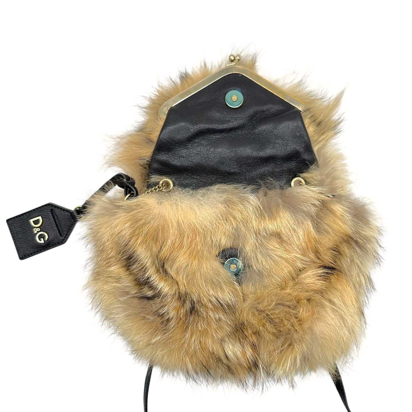 D&G Dolce & Gabbana Coyote Fur Kisslock Bag/ Clutch