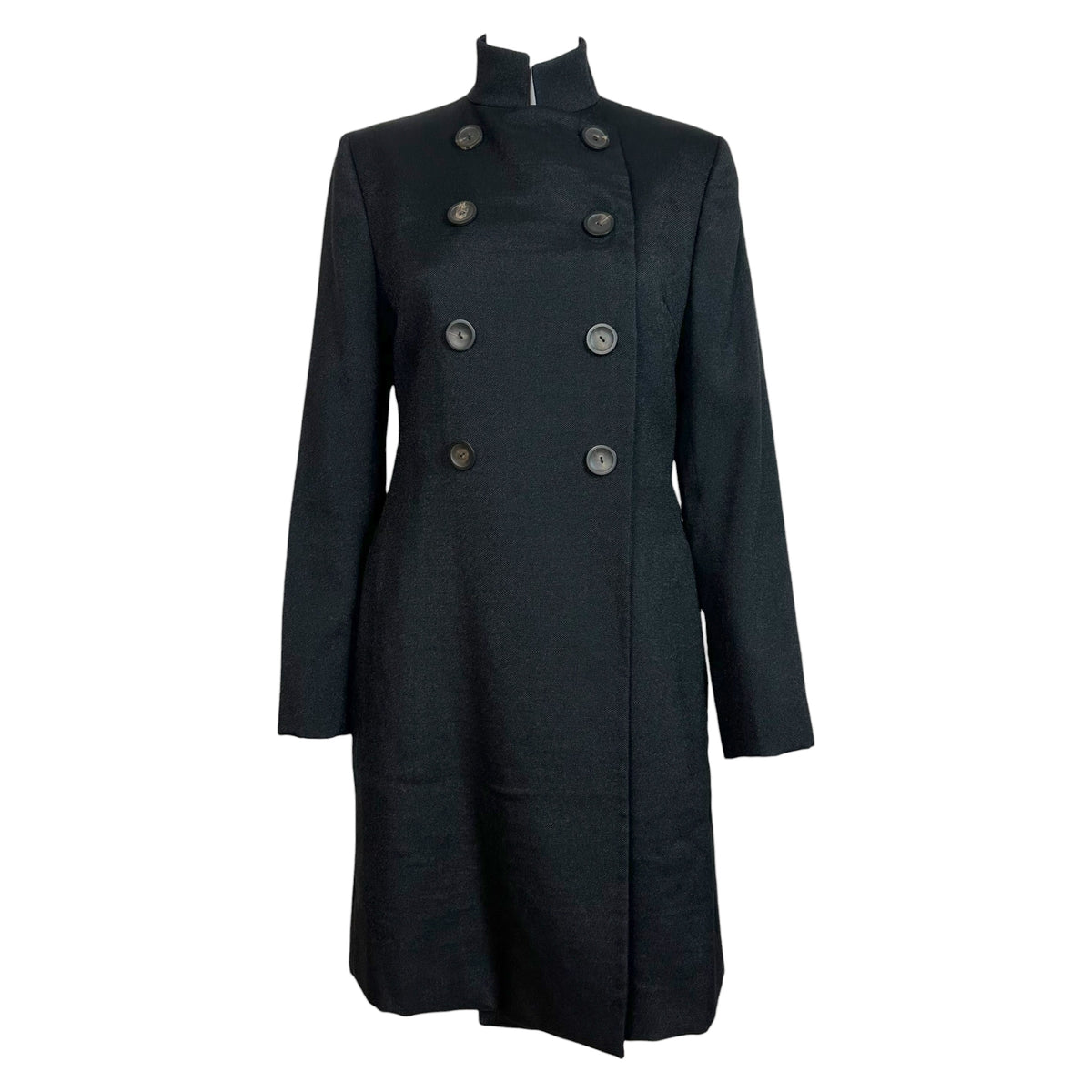 Gucci Black Double Breasted Mid-Length Coat 1990s Vintage