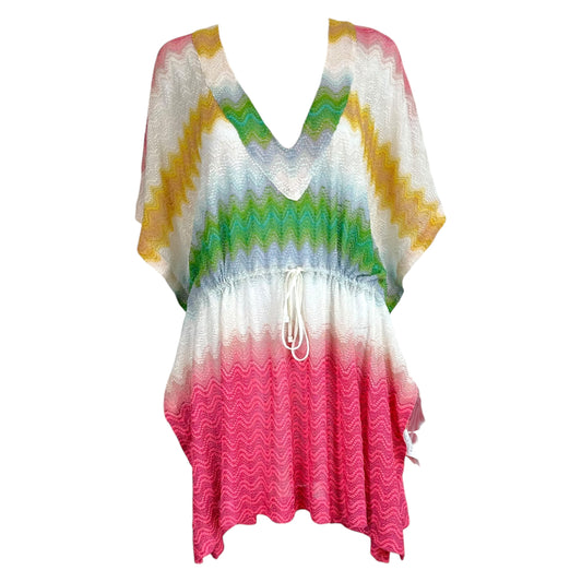 Missoni Mare Semi-Sheer Metallic Chevron Knit Dolman Sleeve Mini Dress
