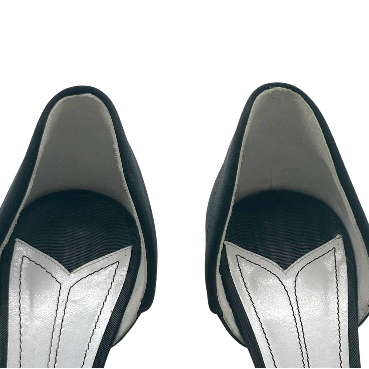 Chanel Tuxedo Black Silk Slingback Heels