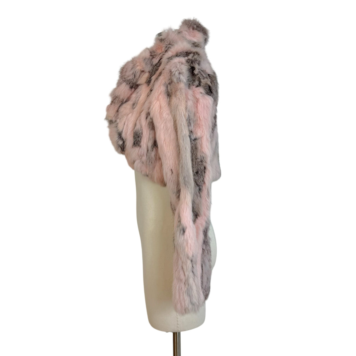 Jewel Avira Cropped Coat Pink Brown Dyed Rabbit Fur