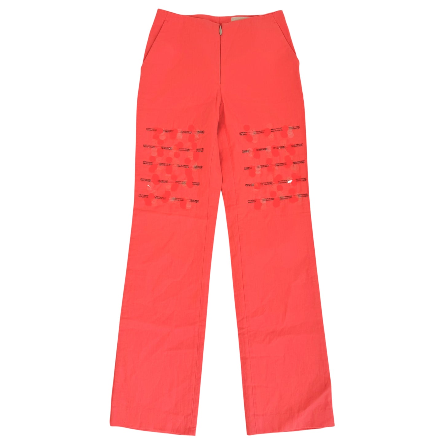 Versace Coral & Neon Orange Sequin & Beaded Embellished Pants