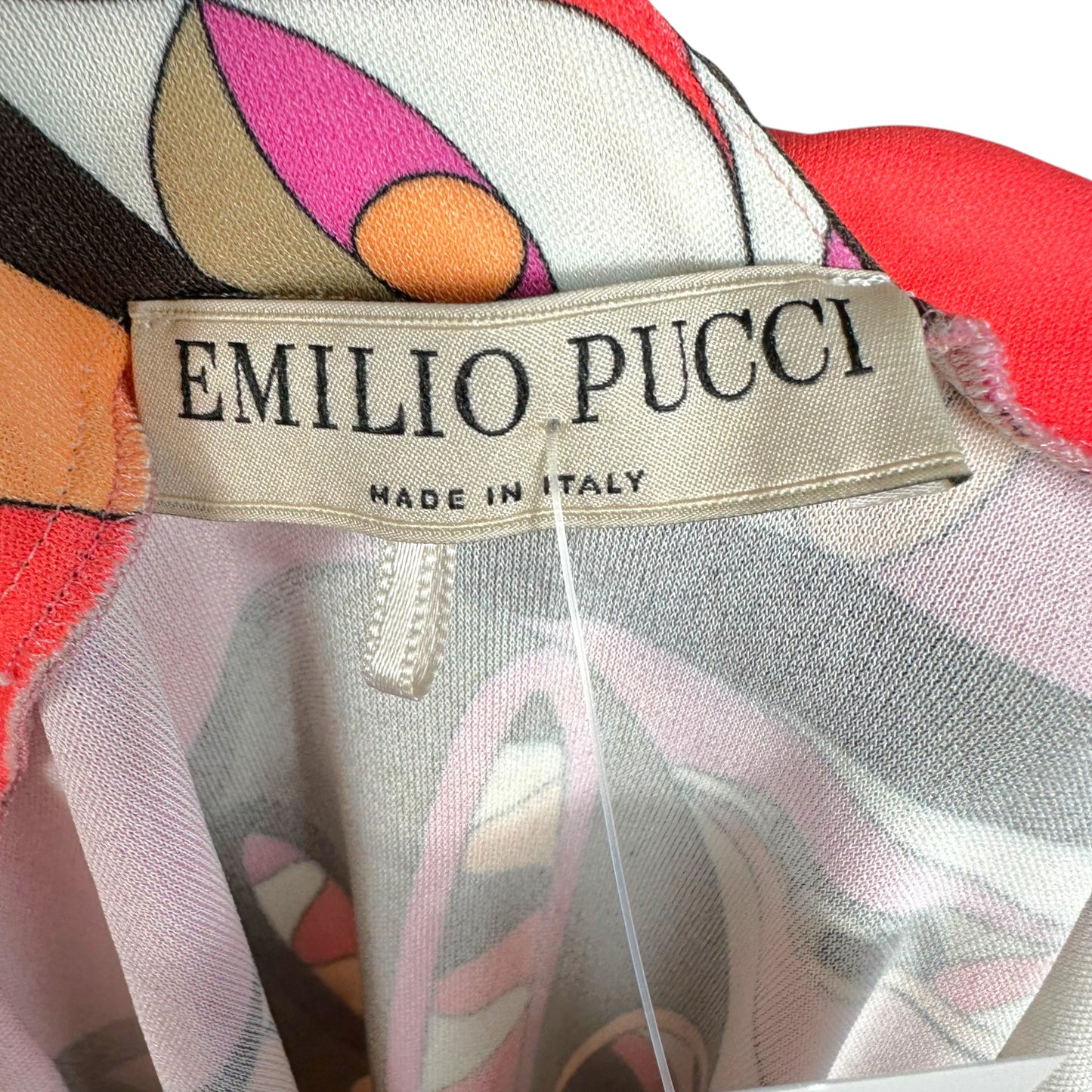 Emilio Pucci Pink & Brown Printed Straight Neckline Tank Top