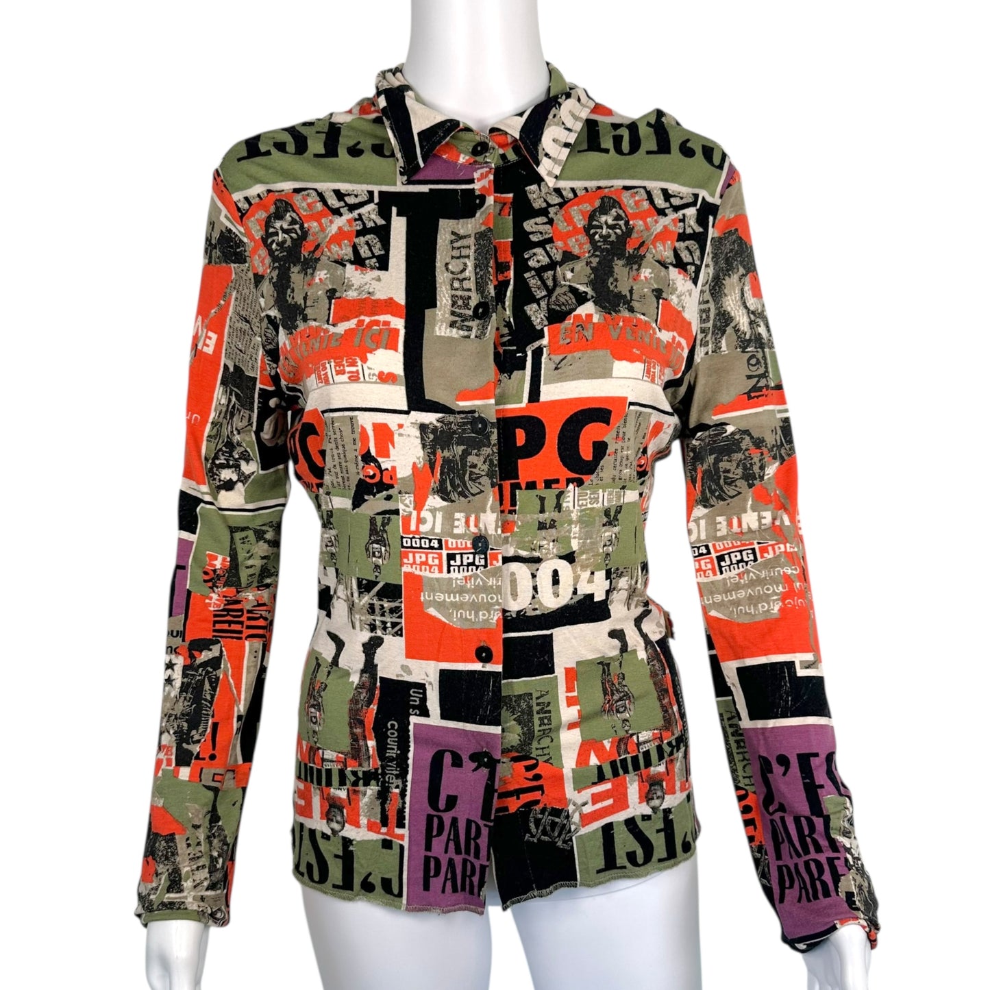 Jean Paul Gaultier Jeans Logo Printed Button Up Blouse