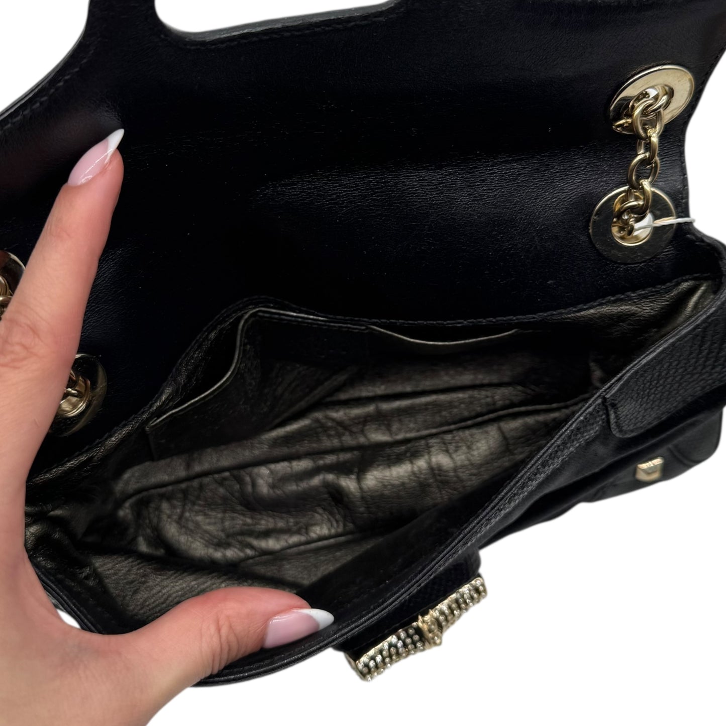 Gucci by Tom Ford Black Silk & Lizard Crystal Embellished Bamboo Mini Bag - Outfit Repeater