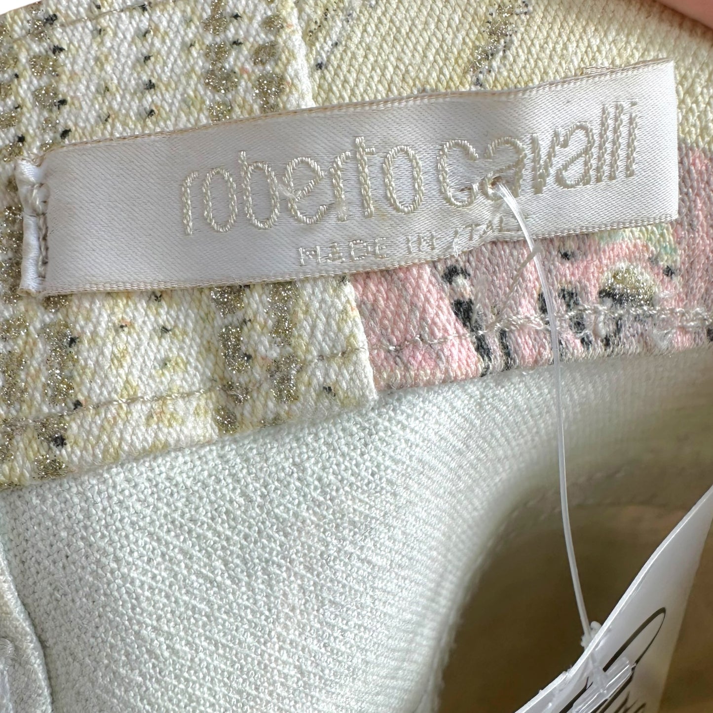 Roberto Cavalli S/S 2003 Glitter & Pastel Printed Denim Midi Skirt