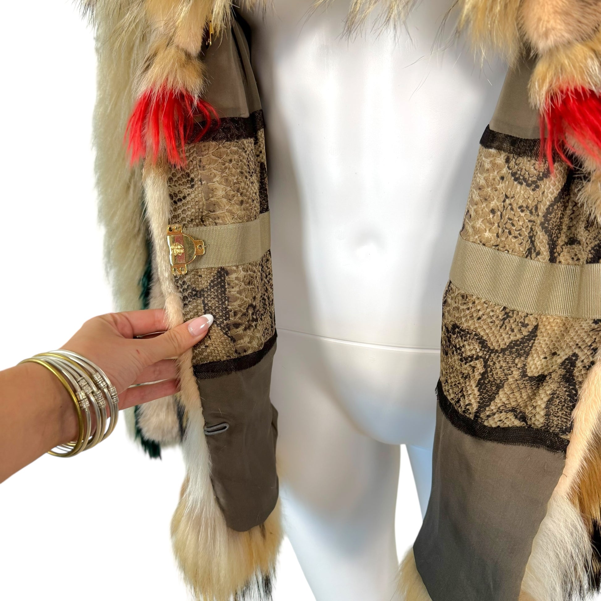Roberto Cavalli Fur Coat Multicolor Patchwork Lynx Mink