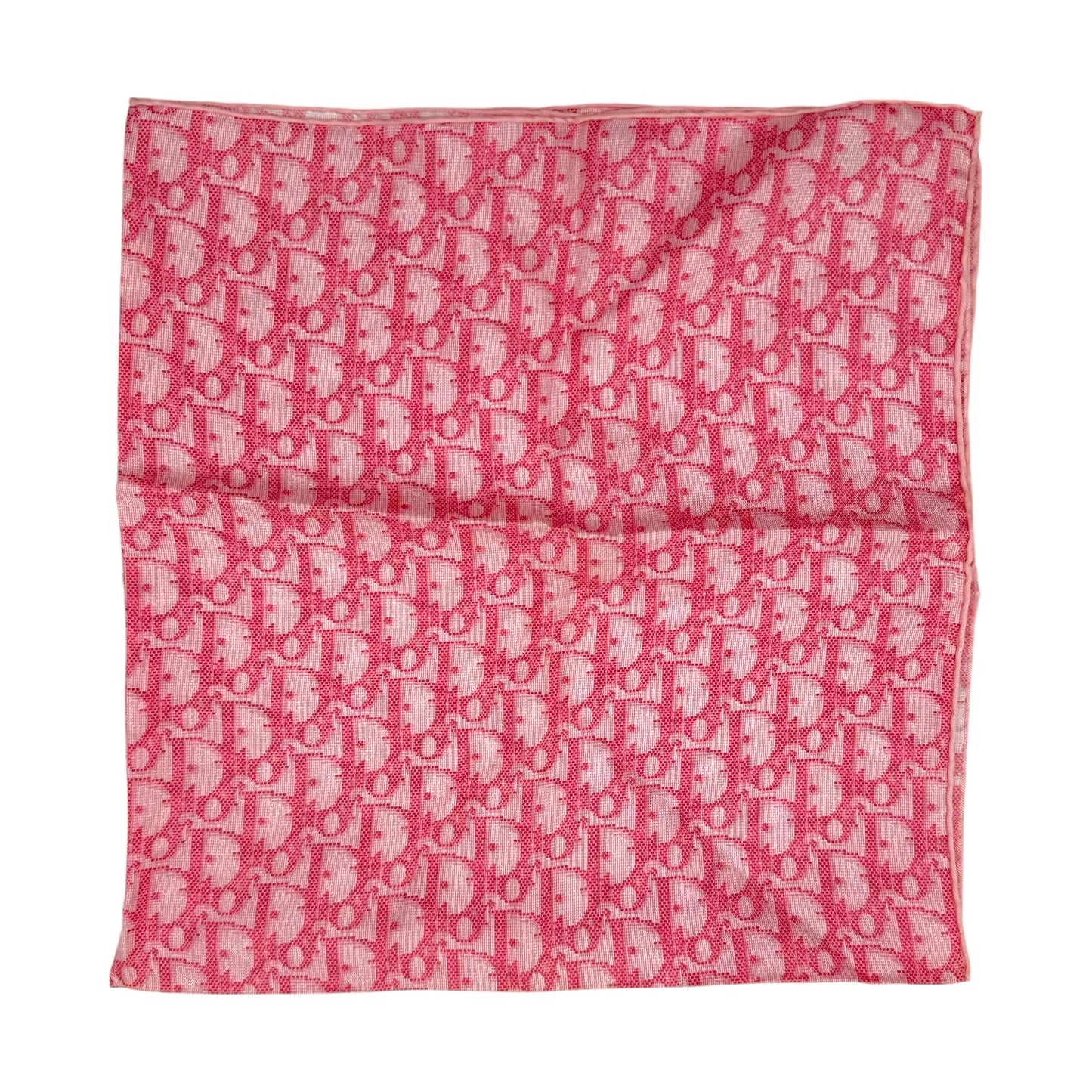 Christian Dior Pink Trotter Monogram Print Silk Square Scarf