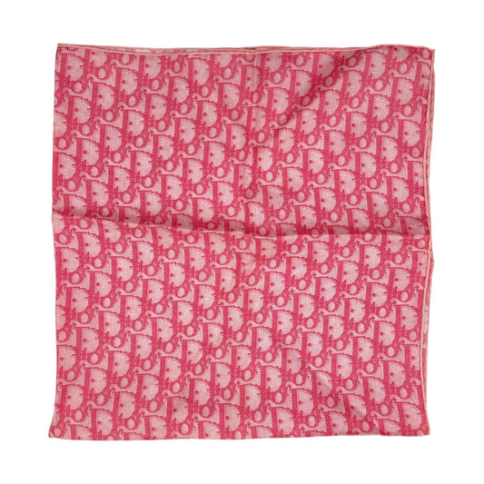 Christian Dior Pink Trotter Monogram Print Silk Square Scarf