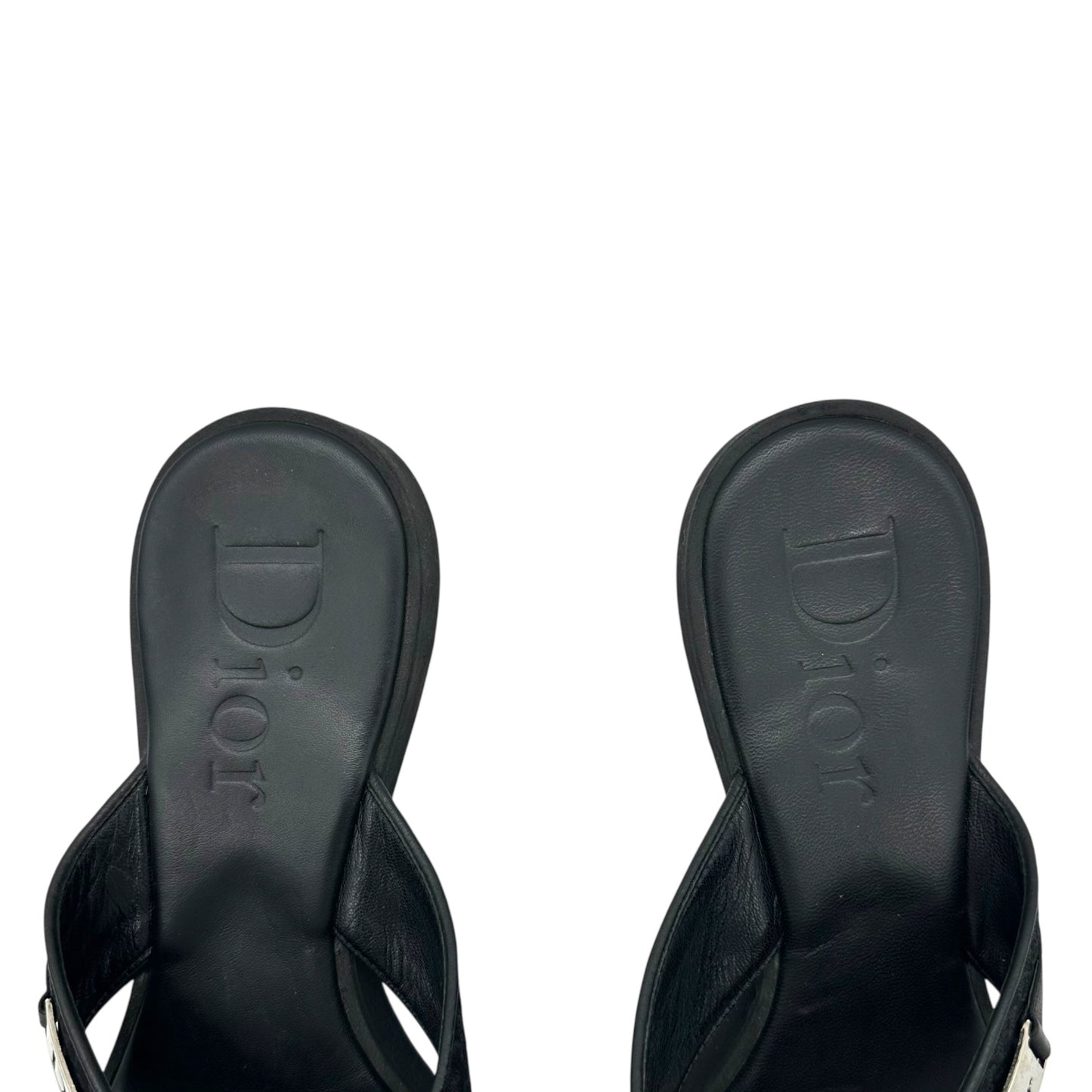 Christian Dior Black Monogram Platform Flip Flops