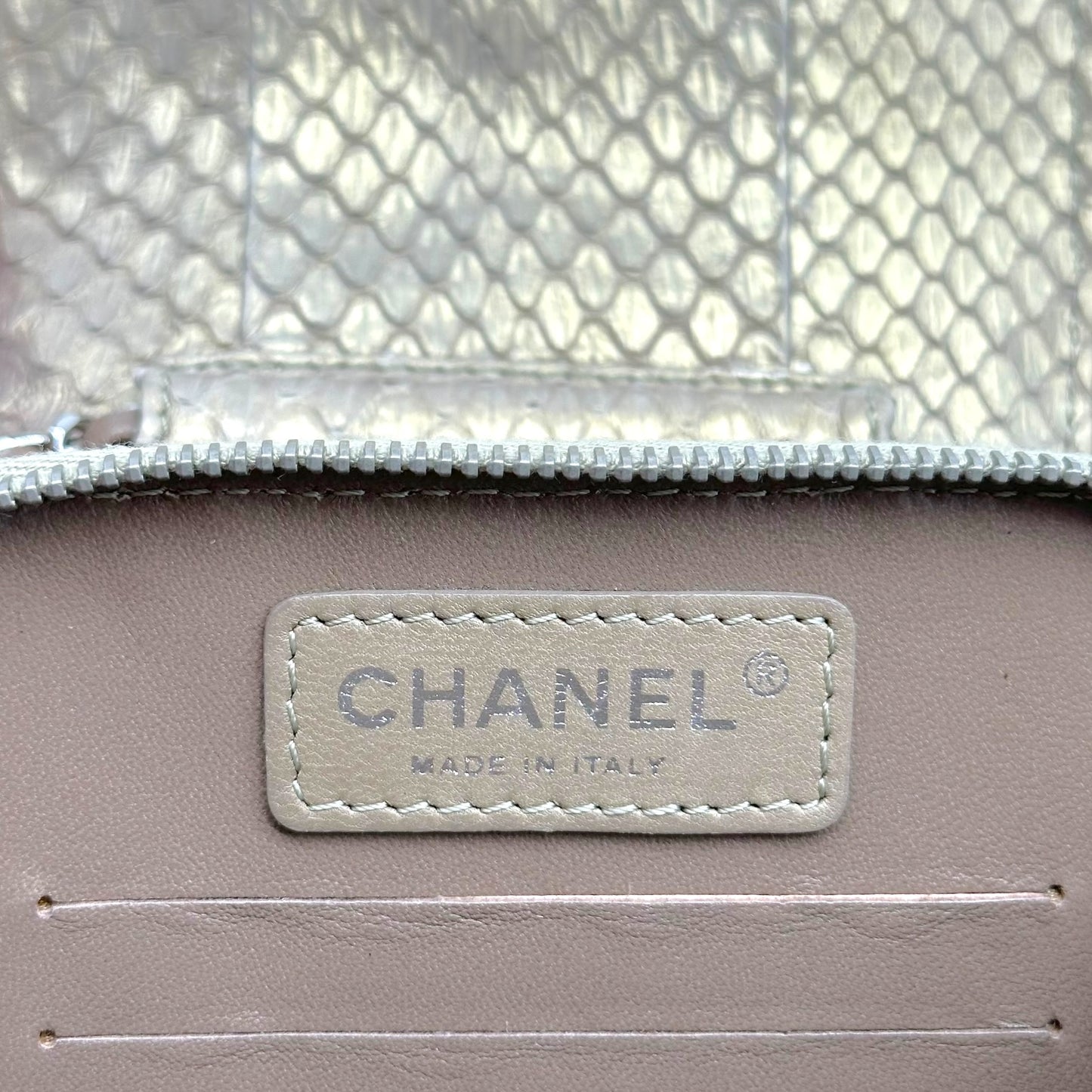 Chanel Gold Python & Silver Hardware Square Wallet On Chain Crossbody Bag 2012