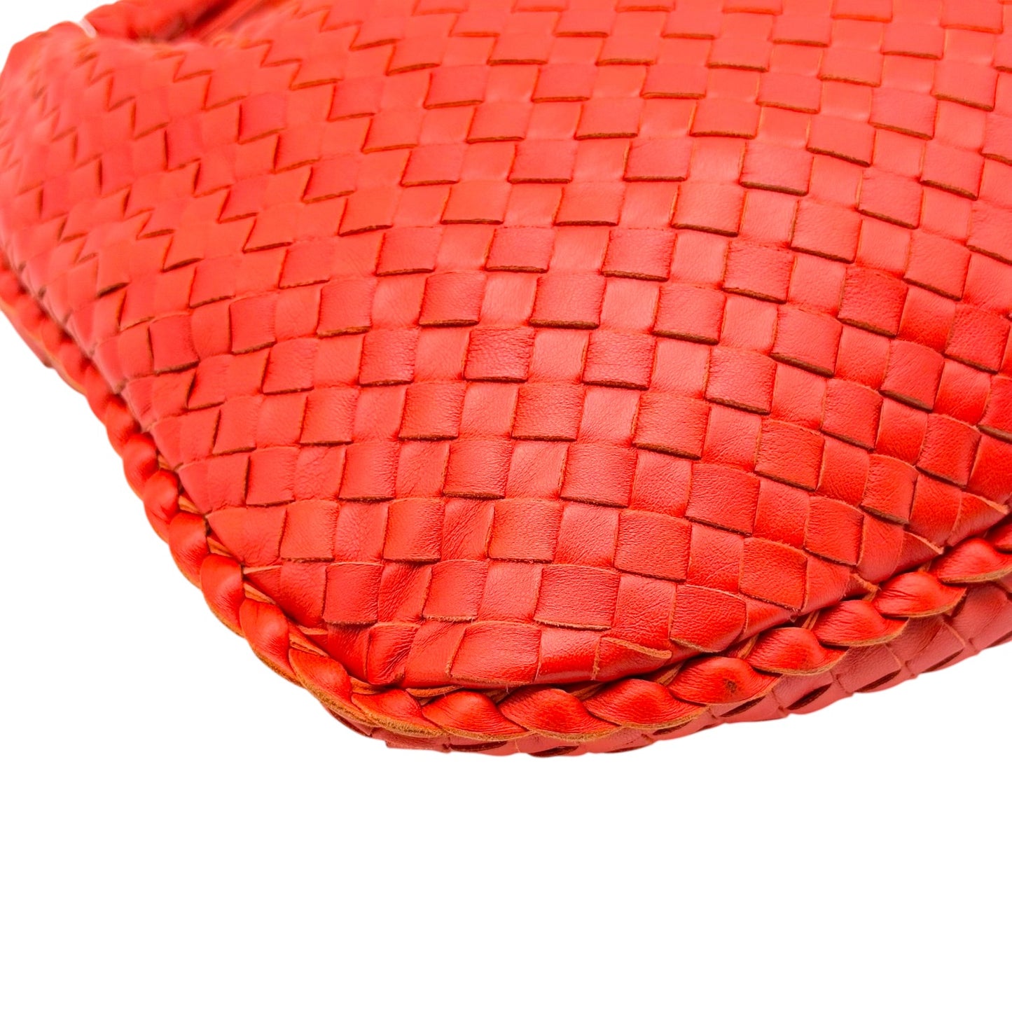 Bottega Veneta Orange Woven Leather Small Hobo Bag