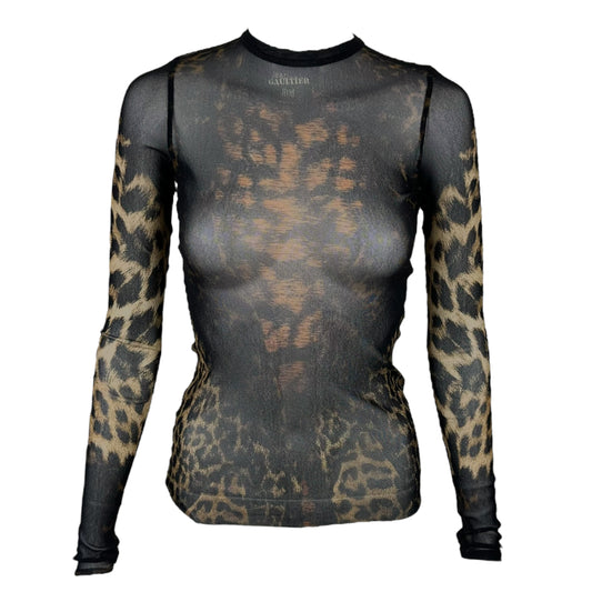 Jean Paul Gaultier Leopard Print Mesh Longsleeve (Current)