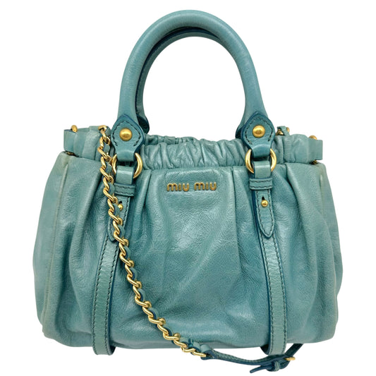 Miu Miu Turquoise Leather Mini Vitello 2-Way Bag