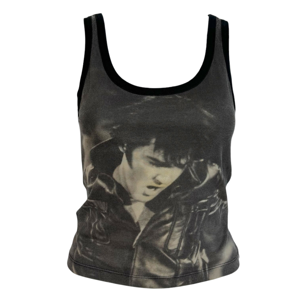 D&G Dolce & Gabbana Black & White Elvis Graphic Tank Top