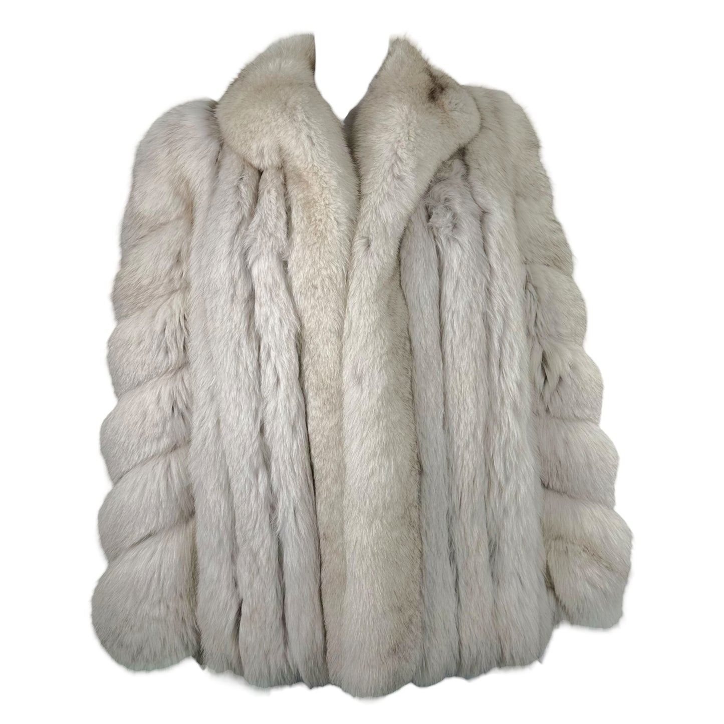 Saga White Gray Fox Fur Coat Full-Length Vintage