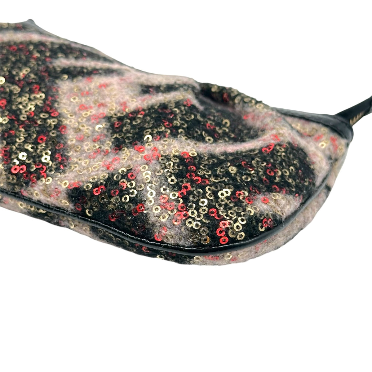 Fendi Pochette Bag Pink Black Sequin Wool