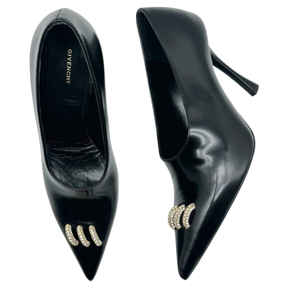 Givenchy Black Leather Crystal Embellished Pumps